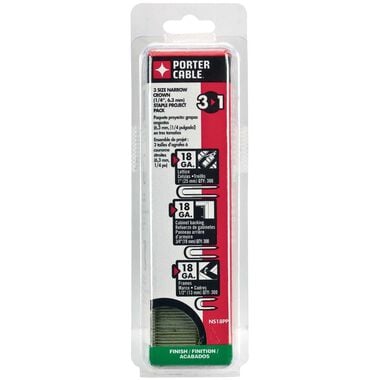 Porter Cable 18-Gauge Narrow Crown Staples Project Pack
