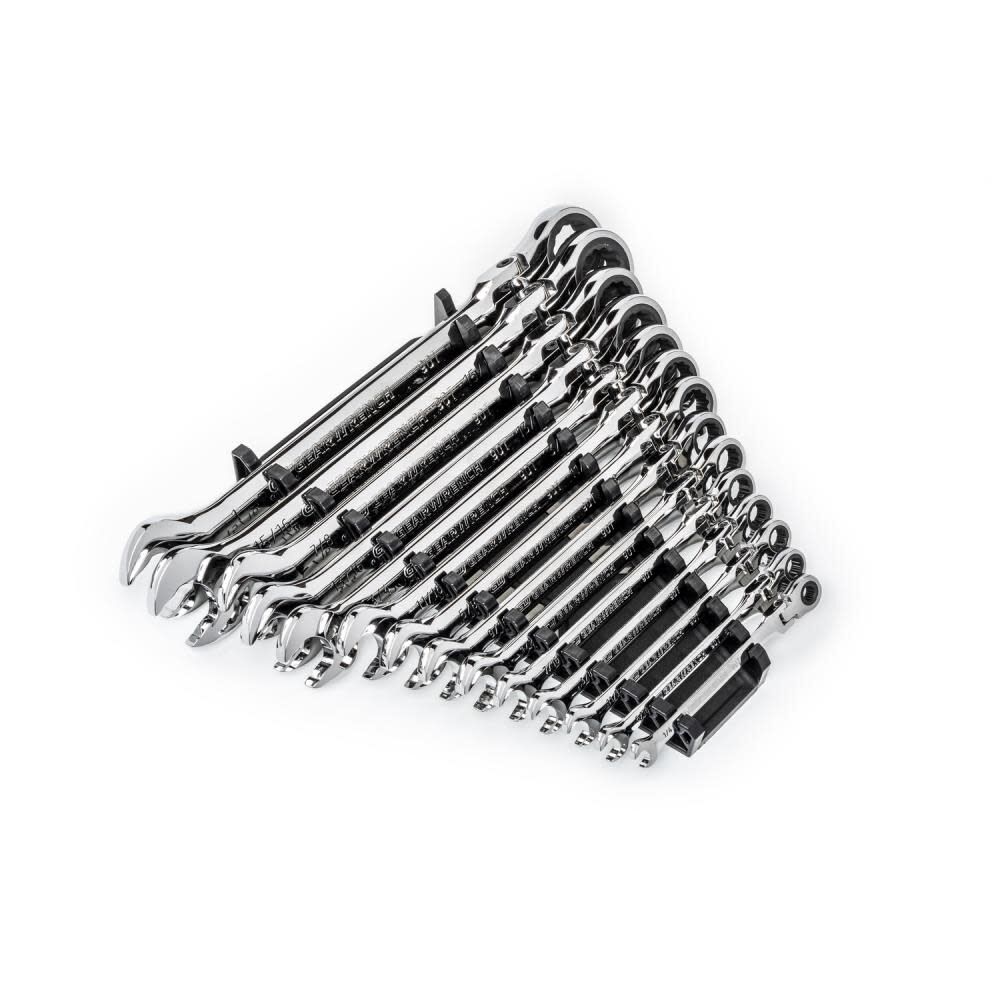 Ratcheting Wrench Set GEARWRENCH 3/4" 4 Degree Swing Arch 12 Point Ratcheting Combination Wrench 86949 Flex Head Wrenches