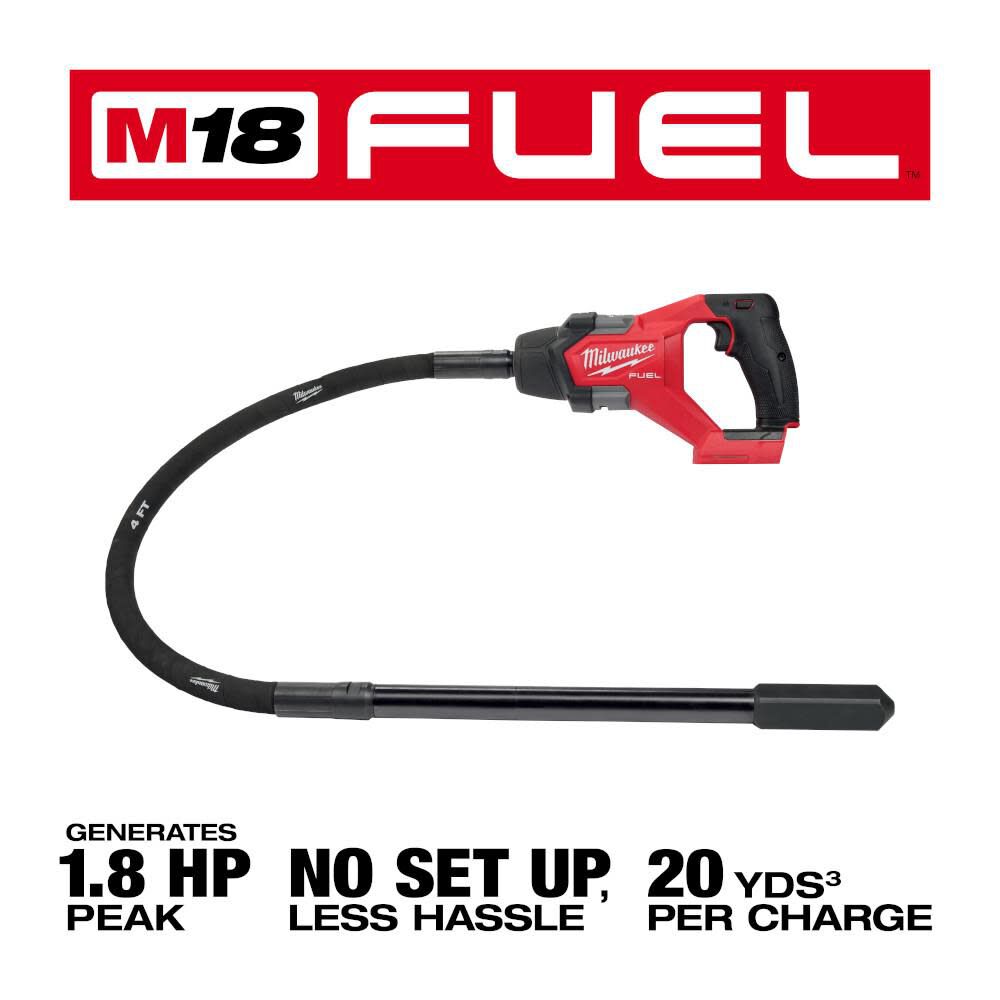 nao Milwaukee M18 FUEL 4' Concrete Pencil Vibrator XC6.0 Kit 2910-21