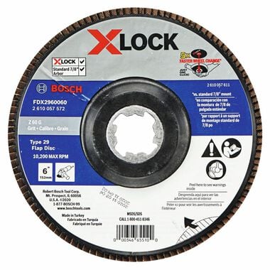 Bosch X LOCK Arbor Type 29 60 Grit Flap Disc 6in