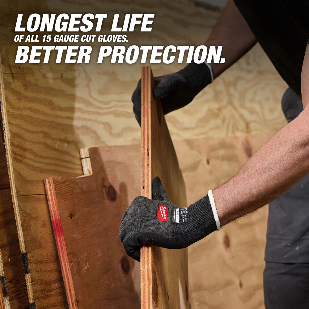 Milwaukee Cut Level 1 Nitrile Dipped Gloves with WEAR-DEFENSE Protection, large image number 3