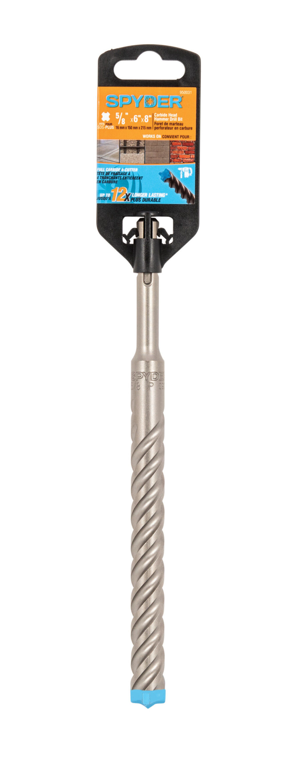Spyder 5/8 Inch x 6 Inch SDS-Plus Hammer Drill Bit, 4 Full Carbide Cutter, large image number 8