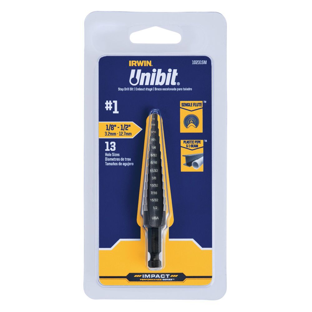 Irwin #1 Unibit Step Drill 13 Hole Sizes, large image number 2