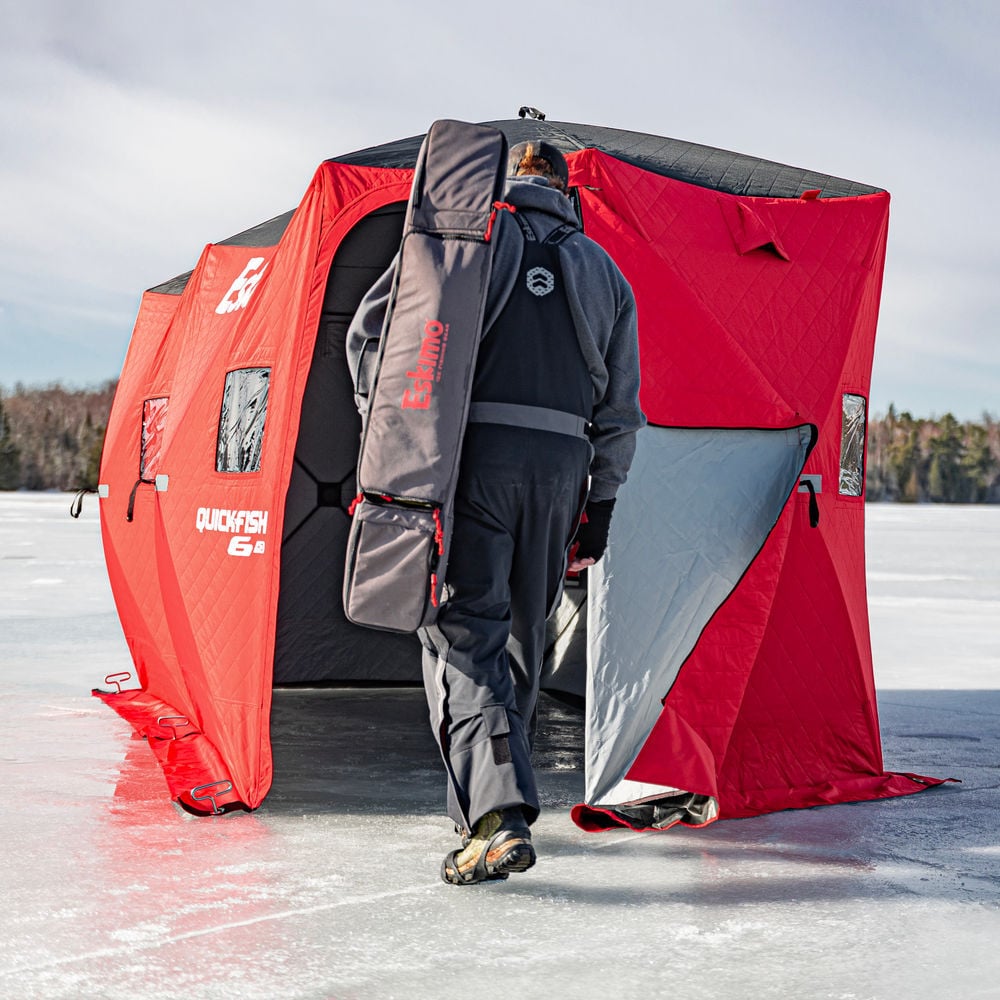 Eskimo QuickFish 6HD, Pop-Up Portable Shelter, No-Trip Door, Red/Black, Six Person, large image number 2