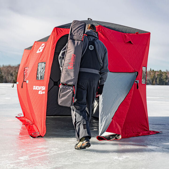 Eskimo QuickFish 6HD, Pop-Up Portable Shelter, No-Trip Door, Red/Black, Six Person, large image number 1