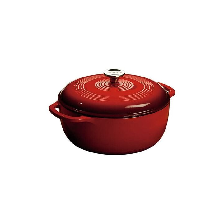Lodge Cast Iron 6 Qt 10.5 Inch Red Essential Enamel Cast Iron Dutch Oven, large image number 8