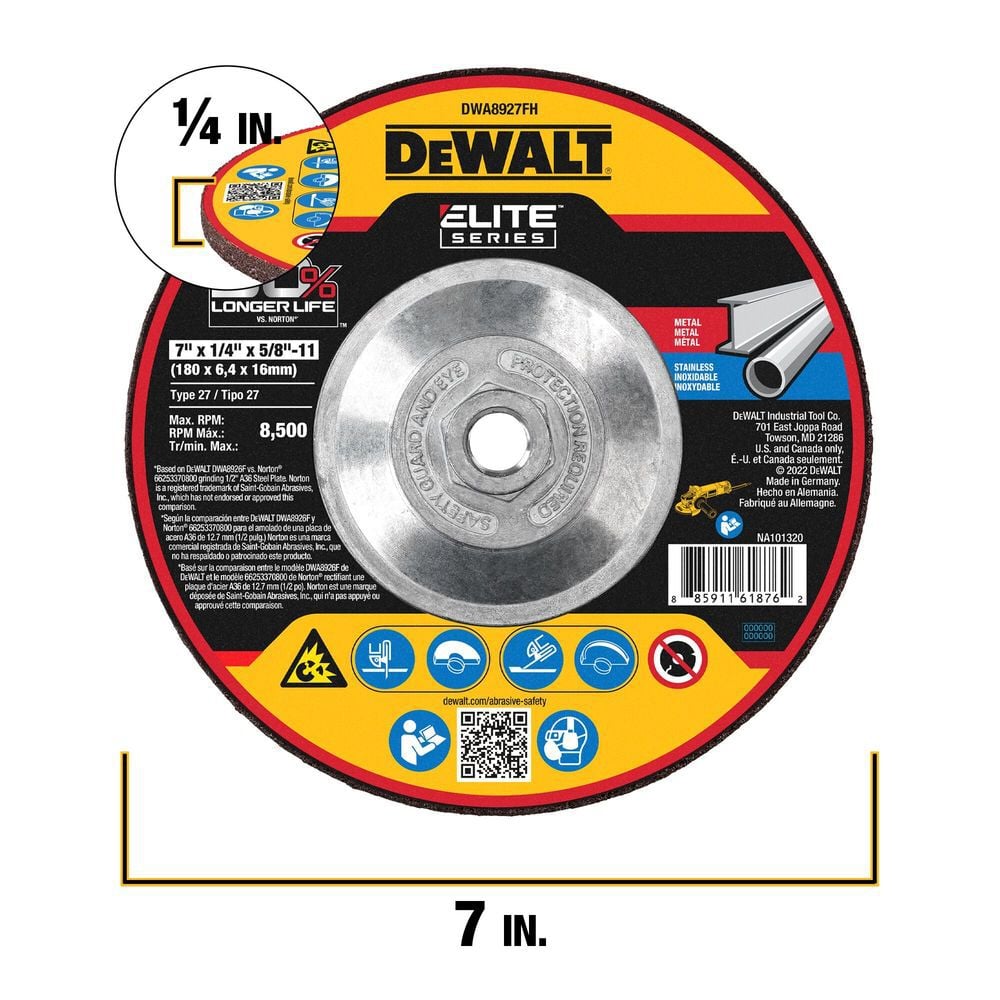 DEWALT XP Ceramic Grinding Wheel 7 X 1/4 X 5/8-11, large image number 2
