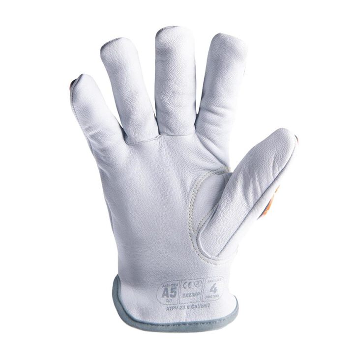 Hexarmor Chrome SLT Goatskin Leather Gloves White and Orange, large image number 3