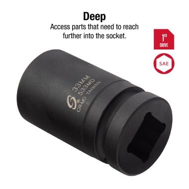 Sunex 1 In. Drive 33 mm Deep Impact Socket, large image number 1