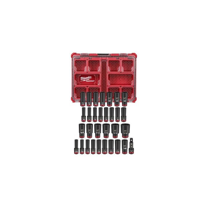 Milwaukee SHOCKWAVE 31-Piece Packout 1/2 Inch Socket Set, 36-Piece Packout 3/8 Inch Socket Set Bundle, large image number 3
