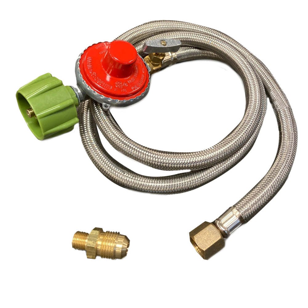 Bayou Classic 3/8 Inch x 48 Inch Braided LPG Hose with 10 PSI Preset Regulator – M5HPR-1