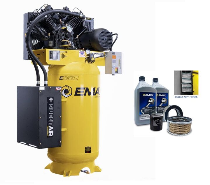 EMAX 80 Gallon 175 PSI Pressure Lube Air Compressor with Maintenance Kit