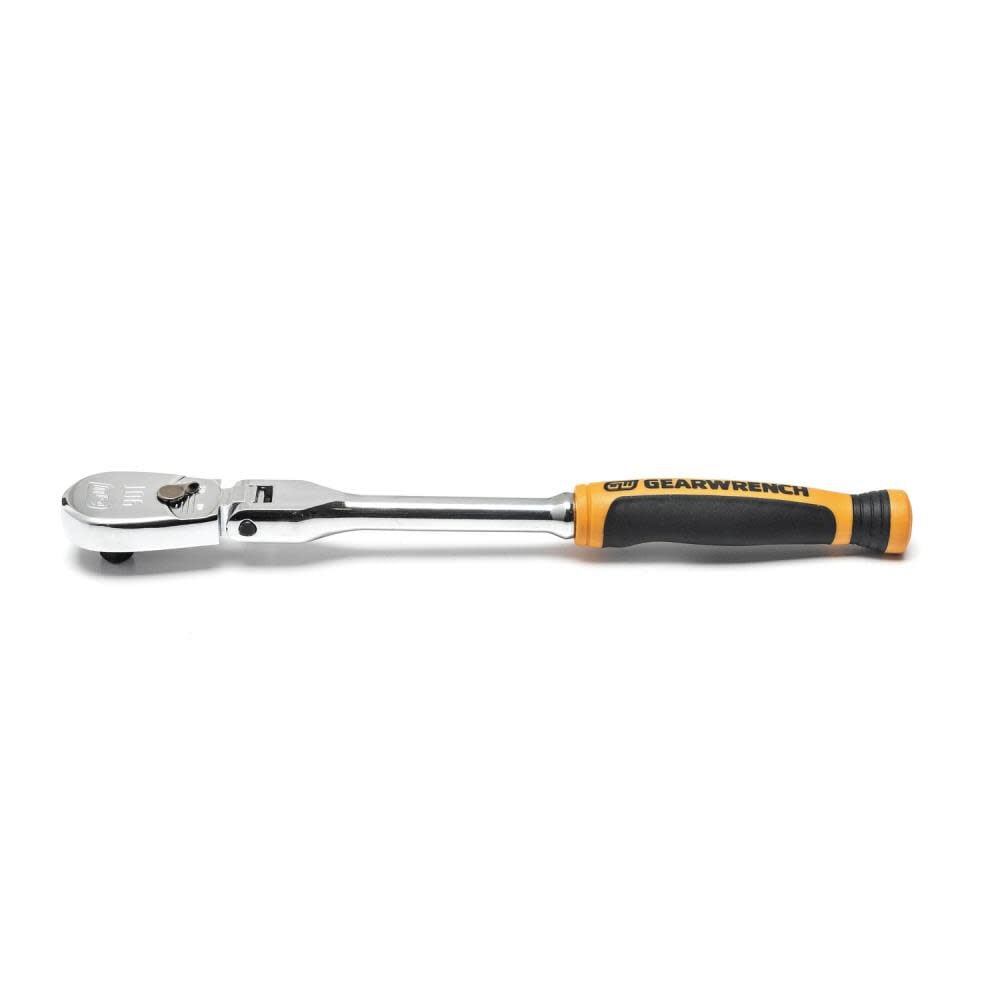 GEARWRENCH 1/4in Drive 90 Tooth Dual Material Flex Head Teardrop Ratchet - 8in, large image number 8