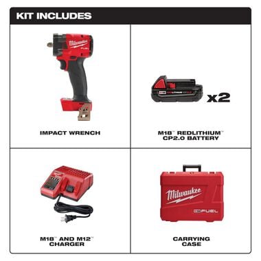 Milwaukee M18 FUEL 3/8 Compact Impact Wrench with Friction Ring CP2.0 Kit, large image number 1