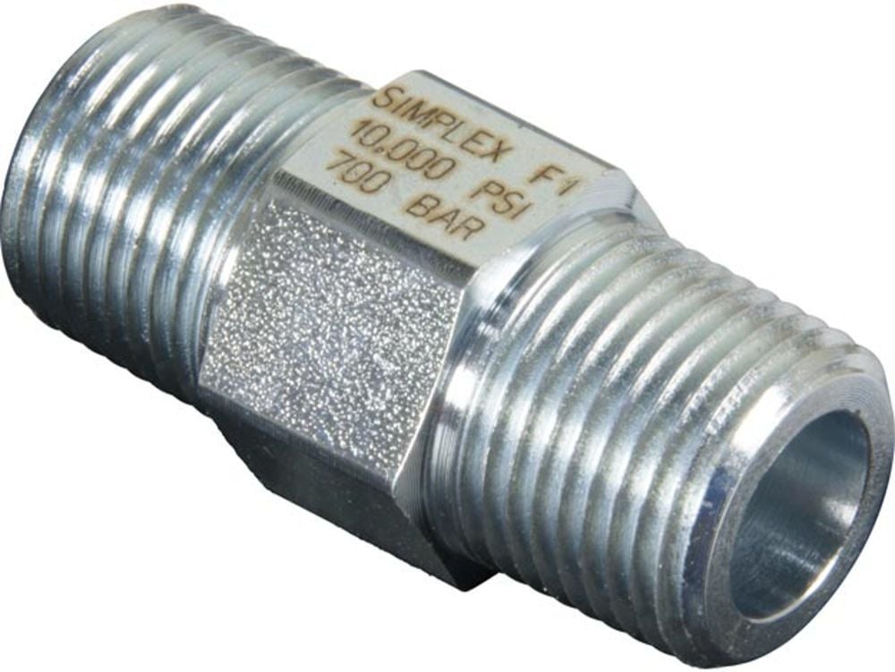 Enerpac 3/8 Inch NPTF Steel High Pressure Hex Nipple, large image number 1