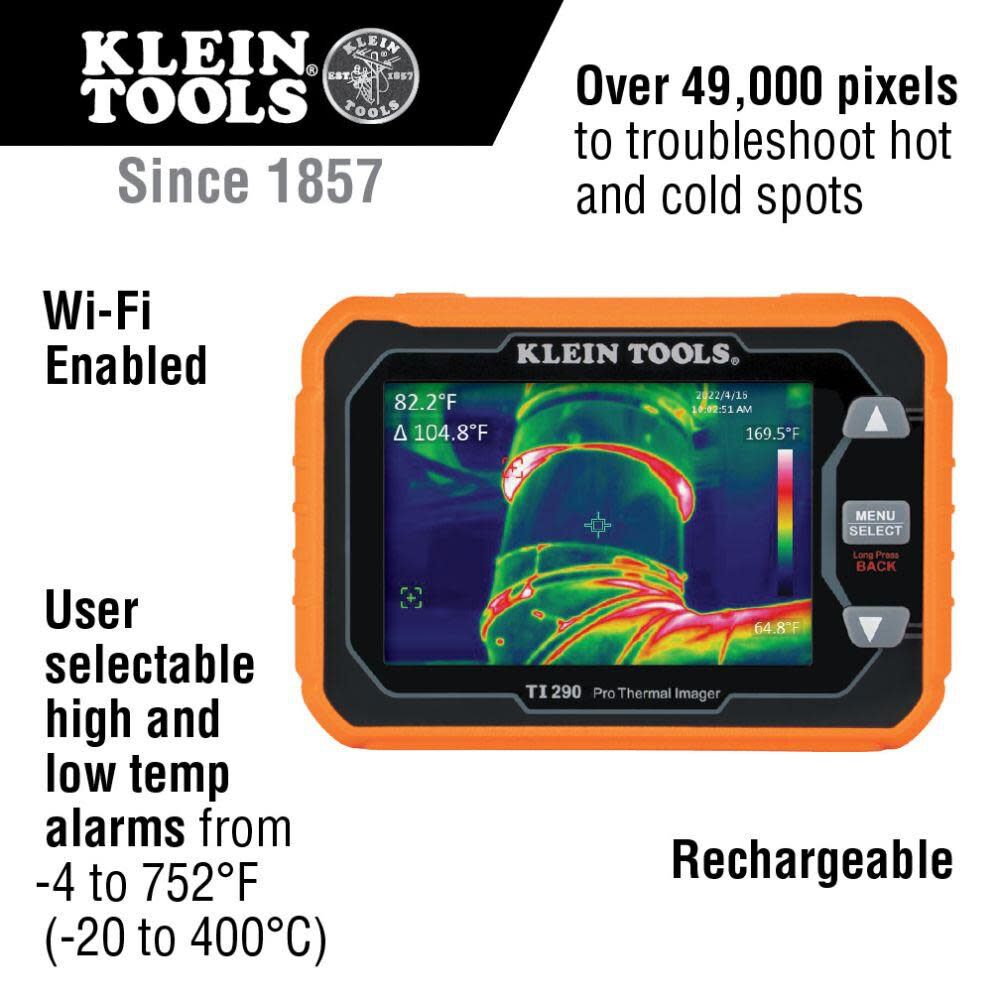 Klein Tools Rechargeable Pro Thermal Imaging Camera 76800 Pixels Wi Fi Data Transfer, large image number 4