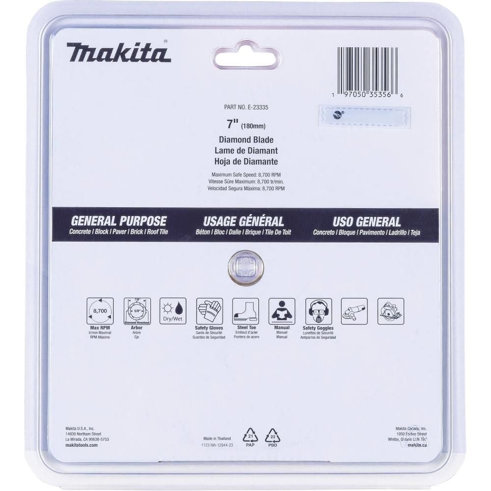 Makita 7 Inch Segmented Turbo Rim Diamond Blade for Concrete and Brick, large image number 4