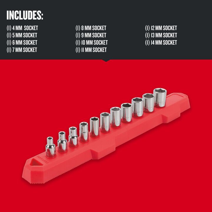 CRAFTSMAN 1/4-in Drive Metric 6 Point Socket Set, 11pc, large image number 1