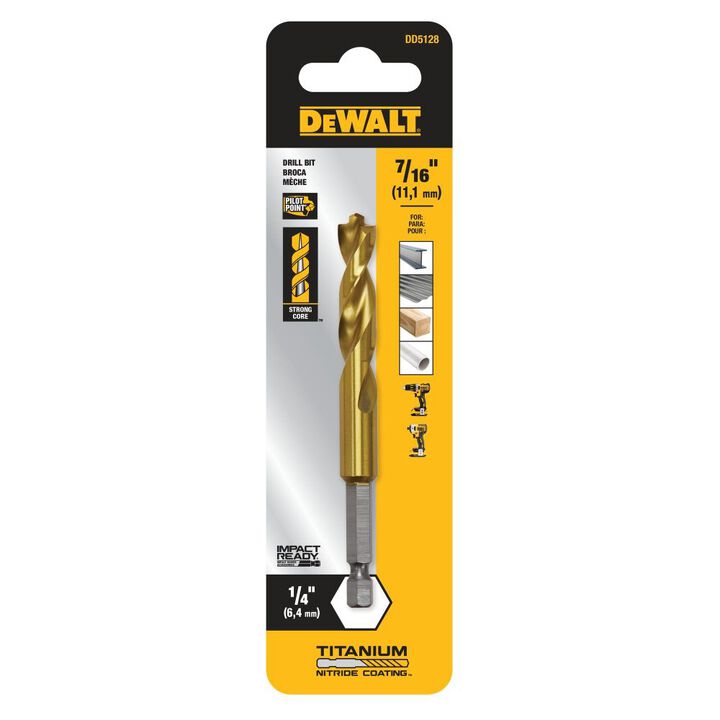 DEWALT Impact Twist Drill Bit 7/16in Titanium Nitride Coating, large image number 1
