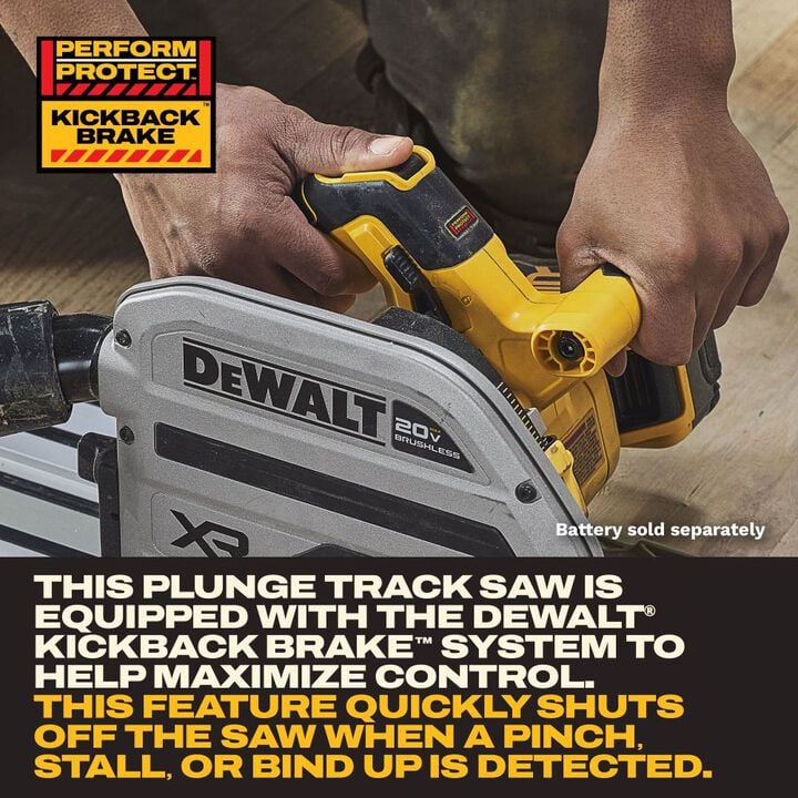 DEWALT 20V XR 6 1/2 Inch Track Saw (Bare Tool) with Two 30 Inch Tracks, large image number 4