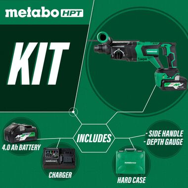 Metabo HPT 36V MultiVolt Rotary Hammer SDS Plus 1 1/8in D Handle Kit, large image number 2