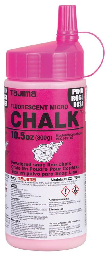 Tajima CHALK-RITE Micro Chalk Ultra-Fine Fluorescent Pink Chalk 300 Gr./ 10.5 Oz. with Easy Fill Nozzle