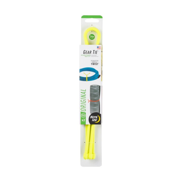 Nite Ize Gear Tie Reusable Rubber Twist Tie 24in 2 Pk Neon Yellow