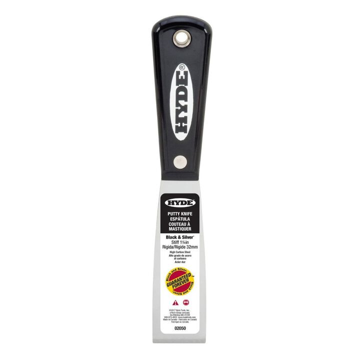 Hyde 1-1/4 Inch Black/Silver Carbon Steel Blade Putty/Joint Knife