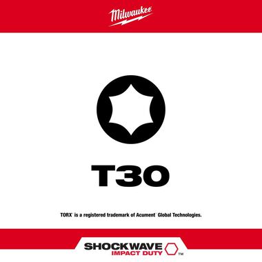 Milwaukee SHOCKWAVE 2 in. Impact Torx T30 Power Bits (2 Pack), large image number 1