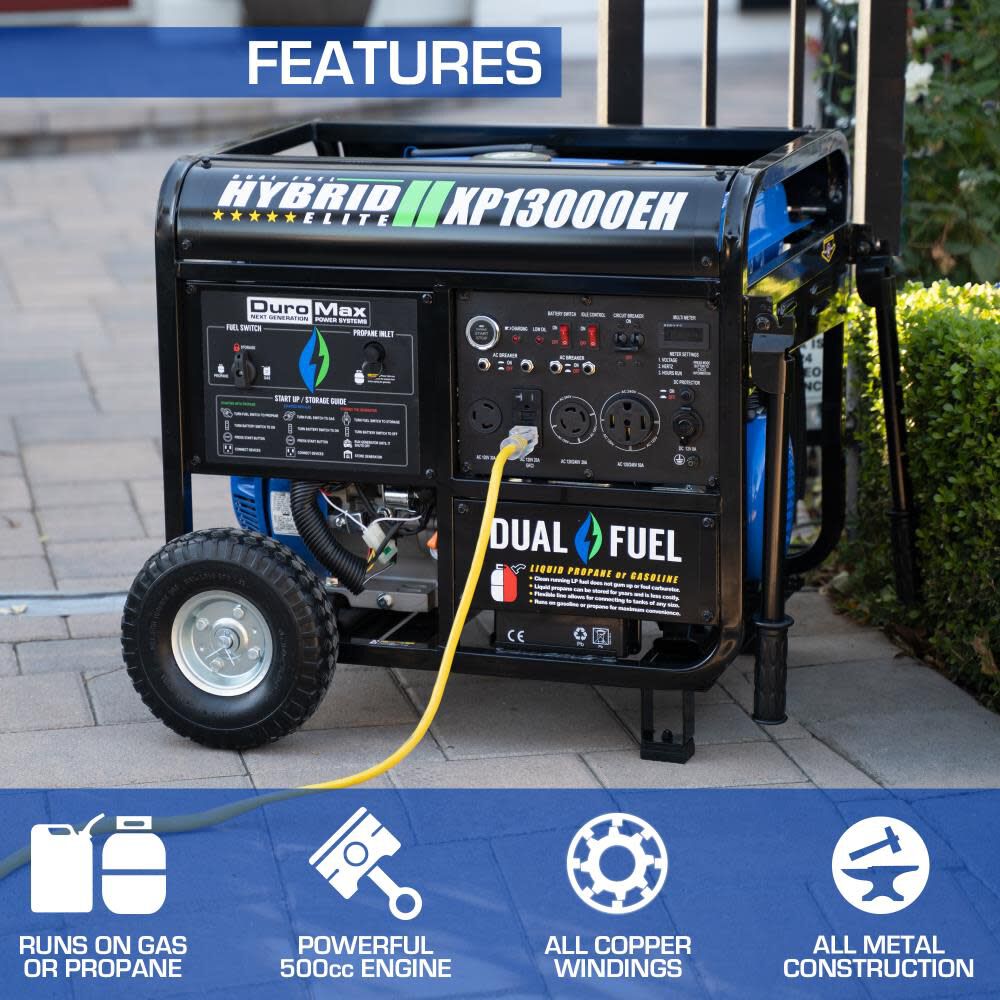 Duromax 13,000 Watt Dual Fuel Portable Generator with CO Alert, large image number 2