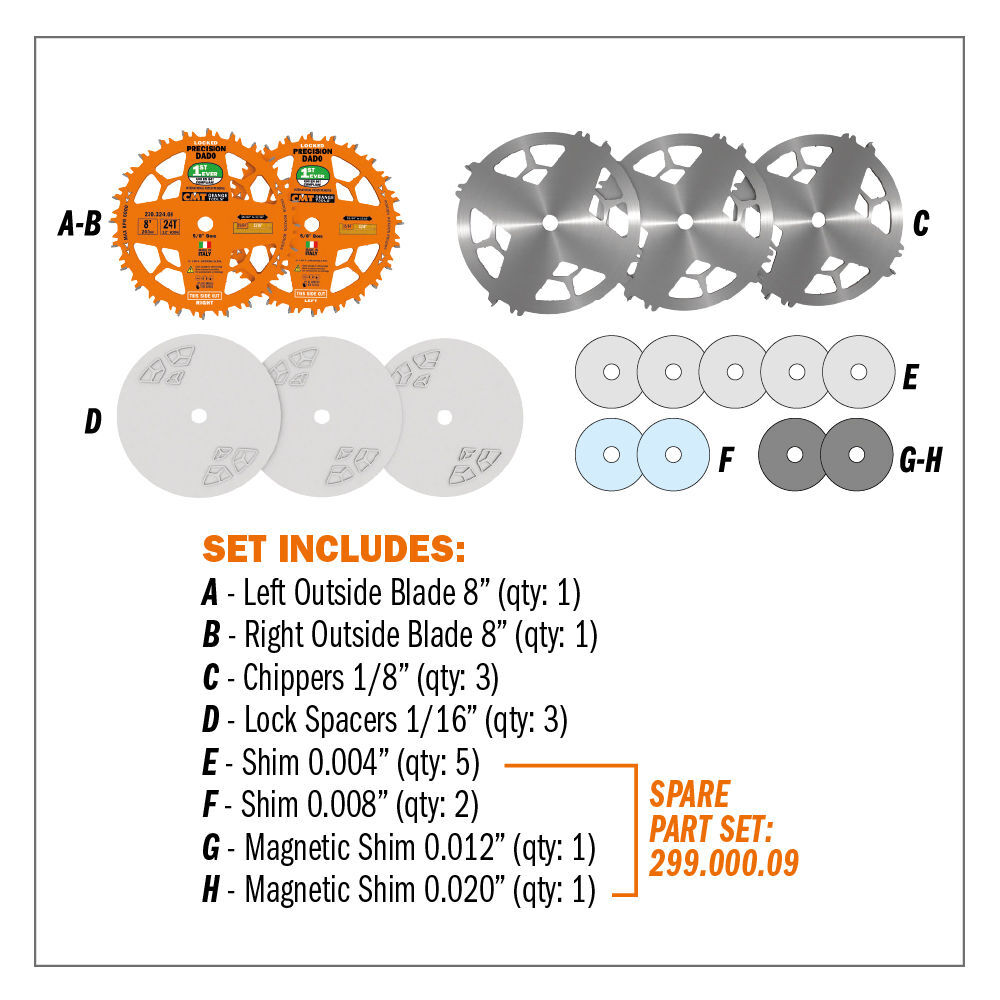 CMT HW 8 Inch Diameter 24T FTG and ATB Locked Precision Dado Set, large image number 7