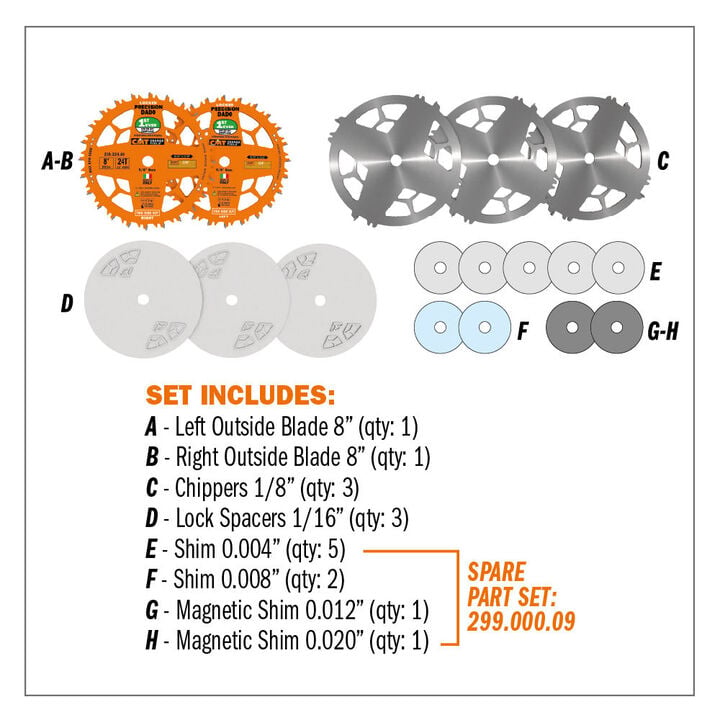 CMT HW 8 Inch Diameter 24T FTG and ATB Locked Precision Dado Set, large image number 6