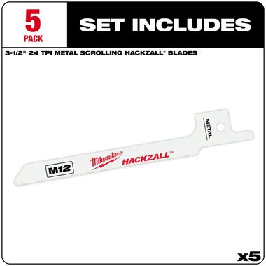 Milwaukee M12 HACKZALL Bi-Metal Blade - Metal Scroll 5PK, large image number 1
