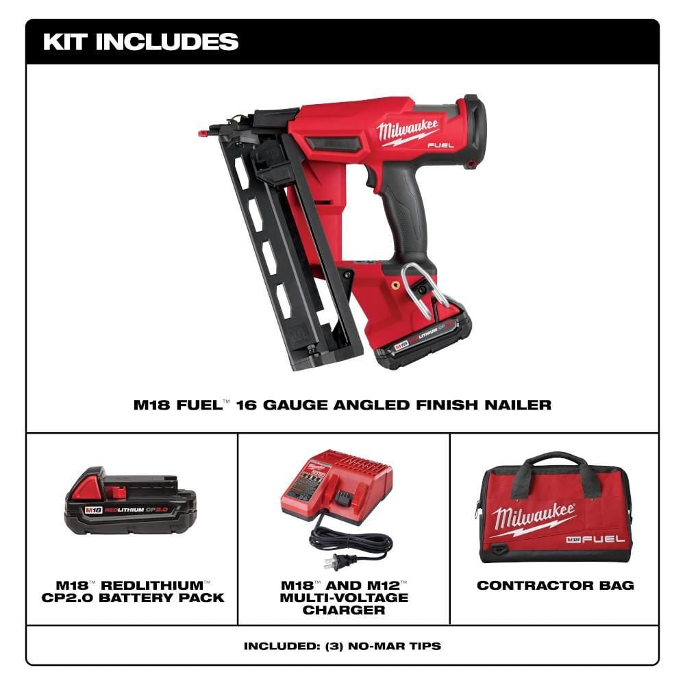 Milwaukee M18 FUEL 16 Gauge Angled Finish Nailer Kit, large image number 2