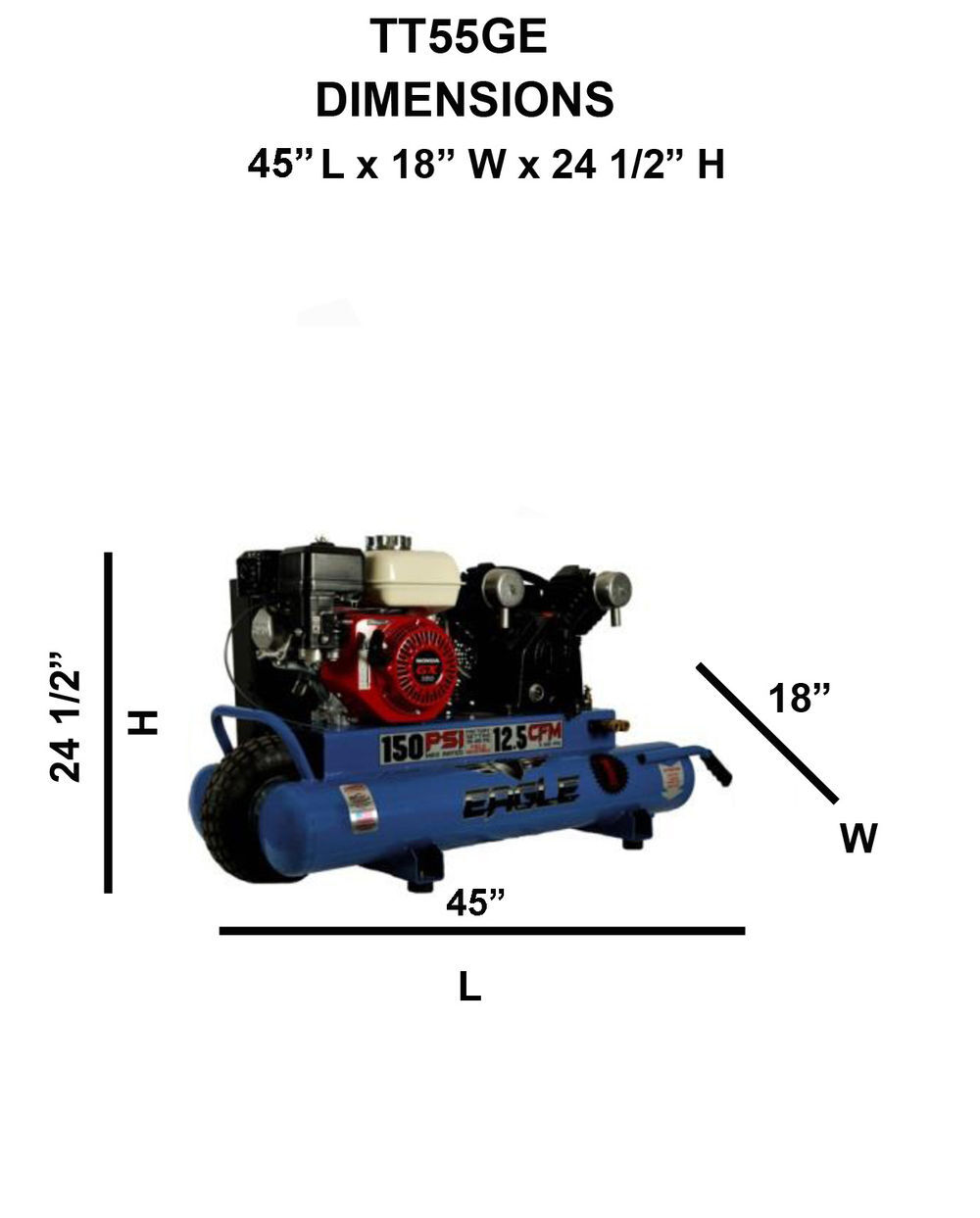 Eagle Compressor Portable Gas Wheel Barrow Air Compressor Electric Start 10 Gallon, large image number 4