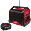 Milwaukee M18 Bluetooth Jobsite Radio Charger & REDLITHIUM HIGH OUTPUT XC5 Battery, small image number 1