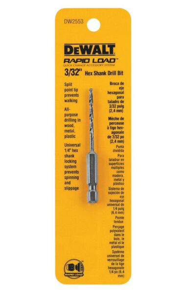 DEWALT 3/32in Drill Bit with 1/4in Hex Shank, large image number 0