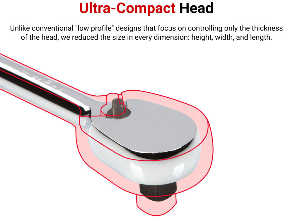 Tekton 1/4 Inch Drive x 3 Inch Non Quick Release Stubby Ratchet, large image number 3