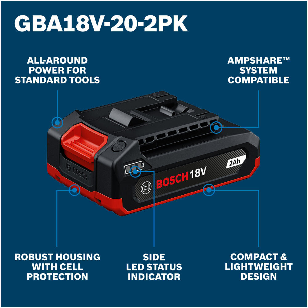 Bosch 18V Lithium-Ion 2 Ah Batteries 2 Packs, large image number 8