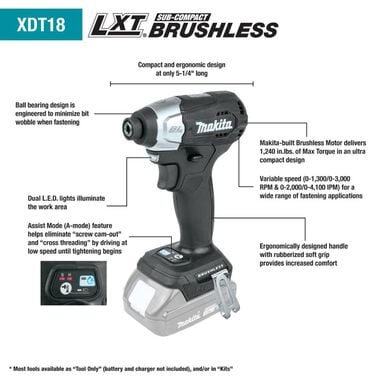 Makita 18VLXTSub-Compact 3 Piece ComboKit
