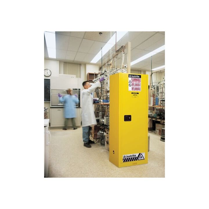 Justrite 22 Gallon Yellow Steel Manual Close Flammable Safety Cabinet, large image number 5
