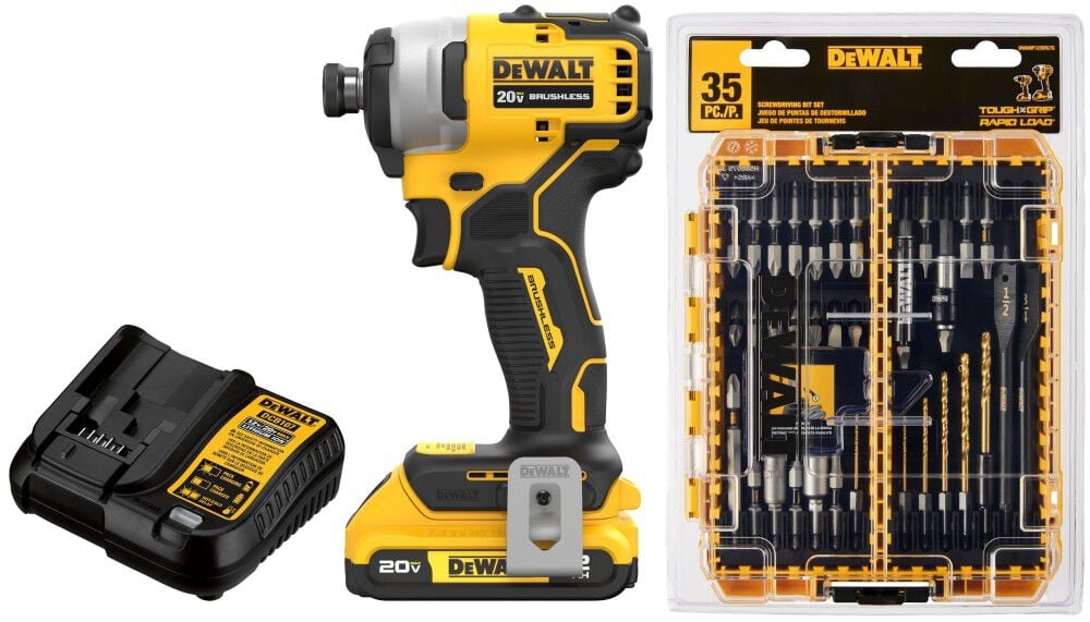 DEWALT ATOMIC 20V MAX 1/4 Inch Compact Impact Driver Kit & Rapid Load Accessory Set With Toughcase – DEW000011460