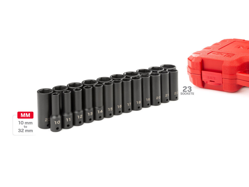 Tekton 1/2 Inch Deep 6 Point Impact Socket Set Case, 23 Piece (10-32 mm), large image number 2