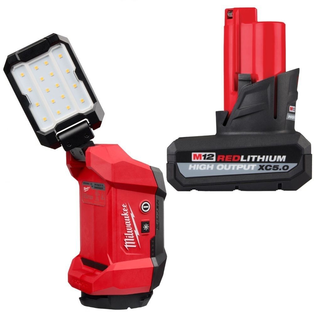 Milwaukee M12 Multi-Directional Flood Light & XC5.0 Battery Pack Bundle, large image number 1