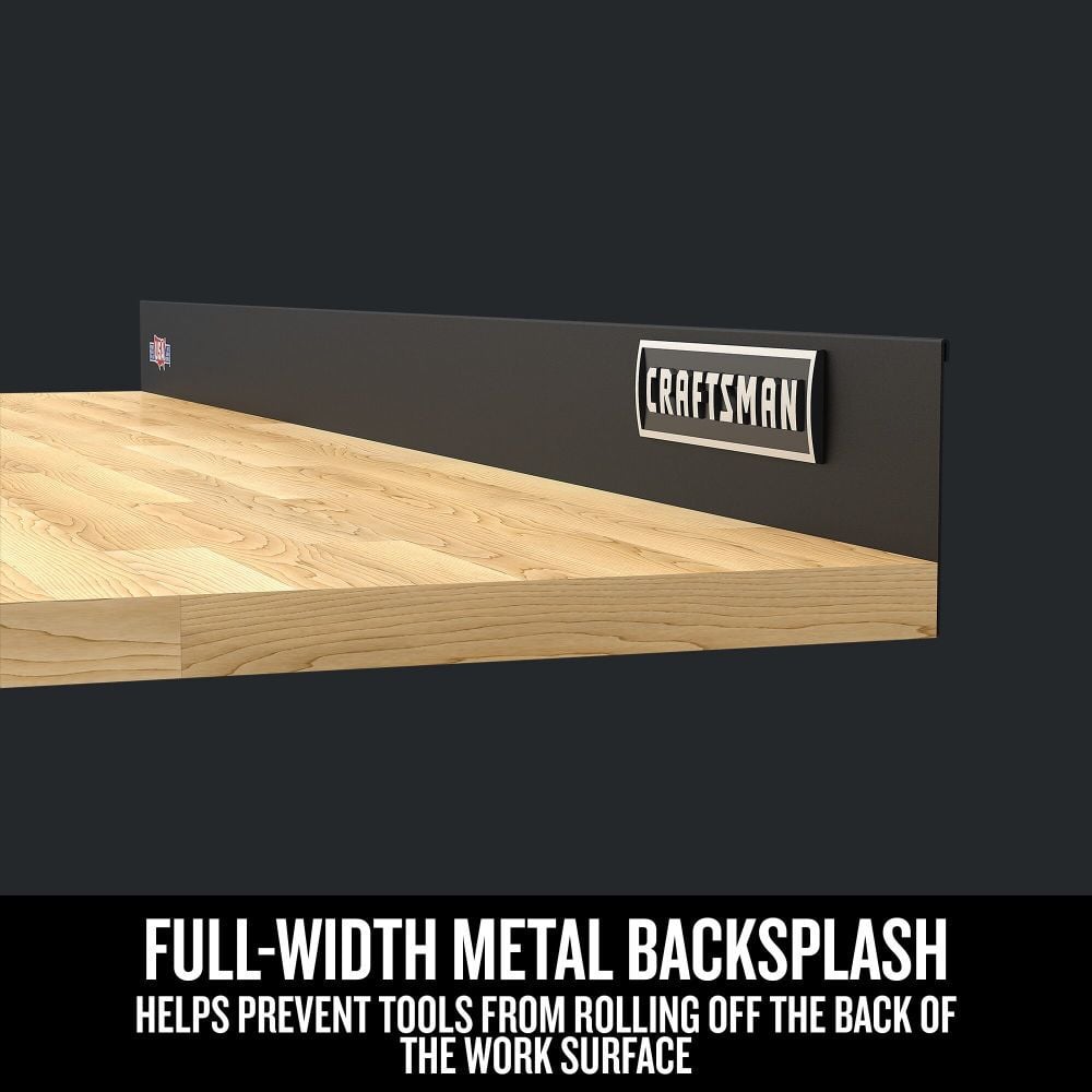 CRAFTSMAN 54 Inch Wide, Wood Top Work Surface with Steel Back Splash, large image number 10