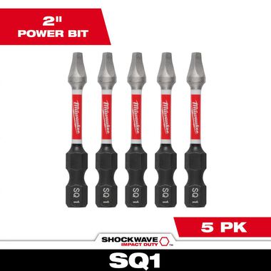 Milwaukee SHOCKWAVE 2 in. SQ1 Impact Driver Bits 5PK