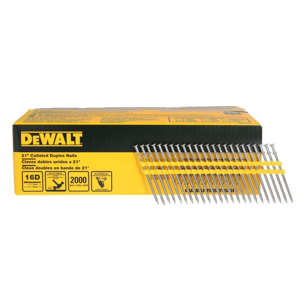 DEWALT 21 Degree Collated Duplex Nails 16D 3-1/2 Inch x 0.131 Inch 2000 Pieces – DN350