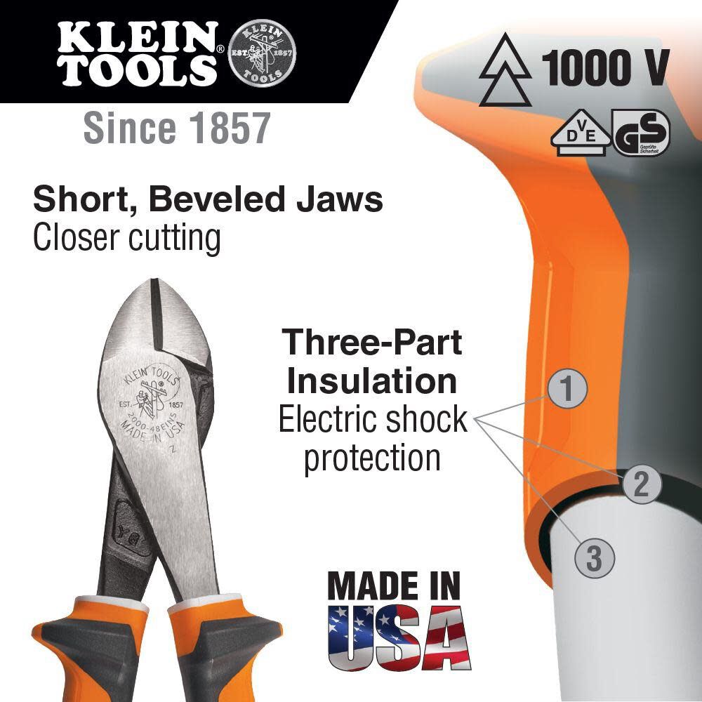Klein Tools Diagonal Cutting Pliers Angled Head, large image number 2
