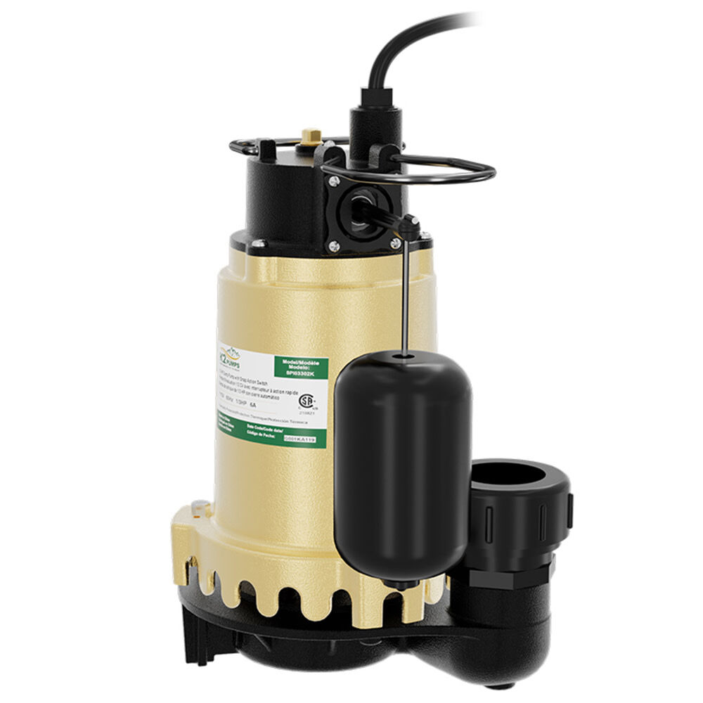 K2 Pumps Sump Pump 3/4 HP Cast Iron with Snap Action Vertical Switch, large image number 2