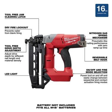 Milwaukee M18 FUEL 16 Gauge Straight Finish Nailer, large image number 7